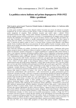La politica estera italiana nel primo dopoguerra 1918-1922