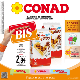 DA GIOVED&Igrave; 25 SETTEMBRE A MERCOLED&Igrave; 1