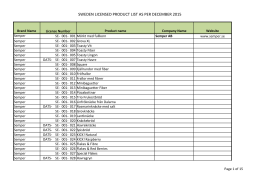 SWEDEN LICENSED PRODUCT LIST AS PER