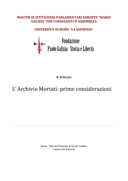 L` Archivio Mortati: prime considerazioni