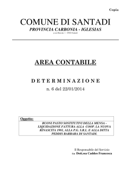 Determinazione del Responsabile dell`Area Contabile n. 6 del 22.01