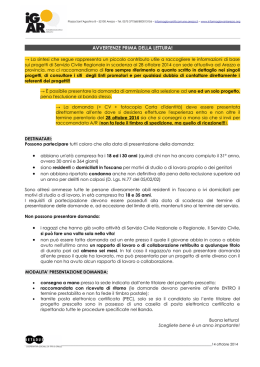 Sintesi Progetti Servizio Civile Regionale 2014/2015