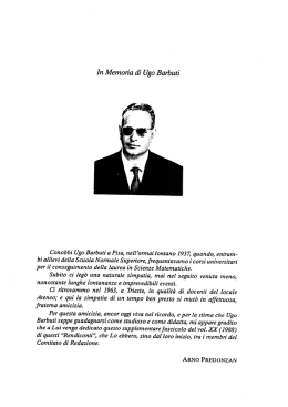 In Memoria di Ugo Barbuti - Rendiconti dell`Istituto di Matematica