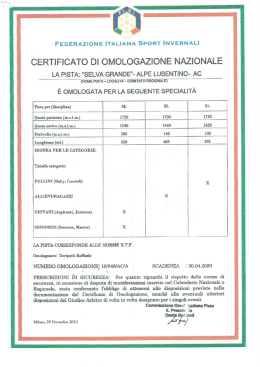Omologazione e Verbale - FISI Comitato Regionale Alpi Centrali