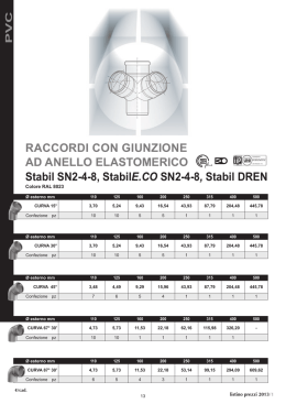 Listino raccordi PVC con guarnizione