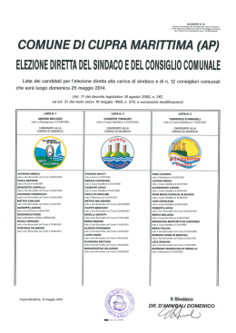 LISTE DEI CANDIDATI ALLE ELEZIONI COMUNALI DEL 25