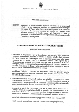 deliberazione del Consiglio provinciale n. 7 del 4 febbraio 2009