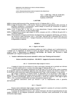 Prot. n. 33894 (Rep. 1030) del 10/09/2015 Affisso all`Albo Ufficiale l