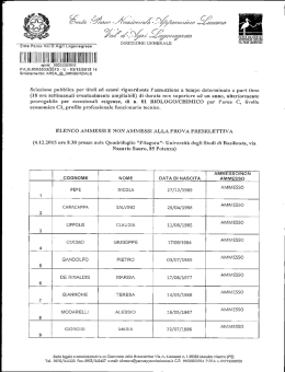 aggiornamento elenco ammessi e non ammessi