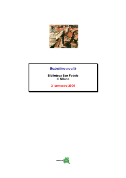 Bollettino novità - Biblioteche Regione Lombardia