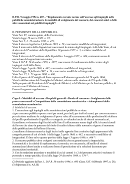 Regolamento recante norme sull`accesso agli impieghi nelle