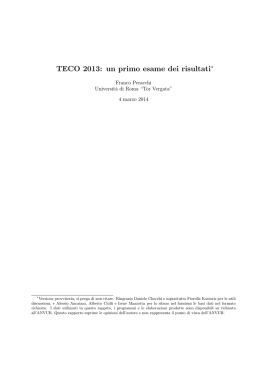 TECO 2013: un primo esame dei risultati
