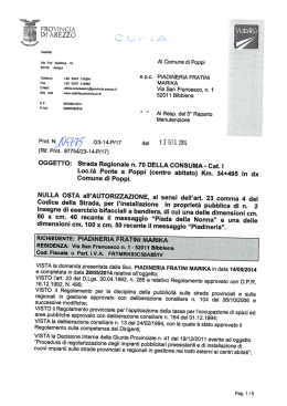 Al Comune di Poppi - Provincia di Arezzo