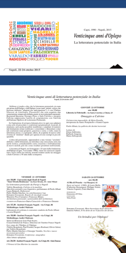 Napoli, 22-24 ottobre 2015 Venticinque anni d`Oplepo La letteratura