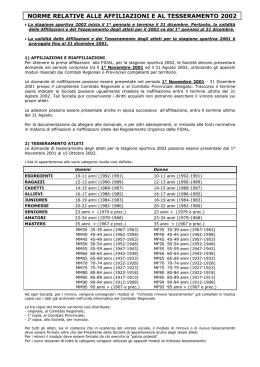 Norme Affiliazioni Tesseramento 2001-2002 - pdf