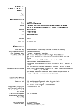 Curriculum Vitae - Universit&agrave; di Genova