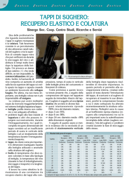 TAPPI DI SUGHERO: RECUPERO ELASTICO E COLATURA