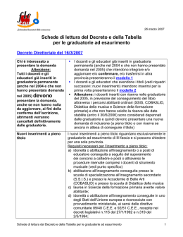 Schede di lettura del Decreto e della Tabella per le