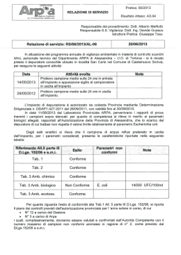 Relazione di Servizio A.R.P.A. RS/56/2013/AL-06