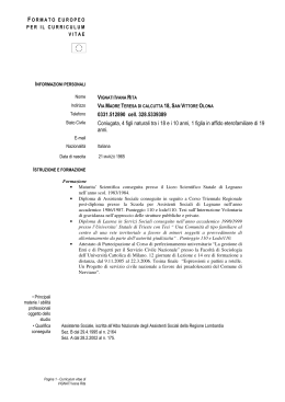 0331.512890 cell. 328.5339389 Coniugata, 4 figli naturali tra i 18 e i