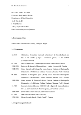 Curriculum Vitae - CampusNet - Universit&agrave; degli Studi di Torino