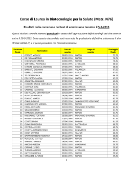 Corso di Laurea in Biotecnologie per la Salute (Matr. N76)