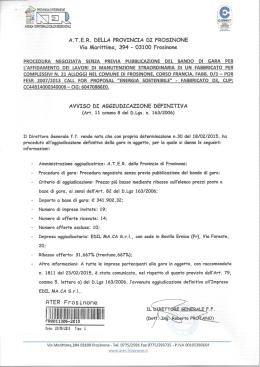Via Marittimo, 394 * 03100 Frosinone