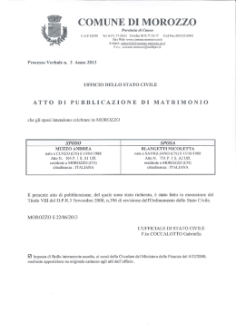 Atto di pubblicazione di matrimonio Muzzo Andrea
