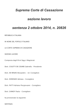 Cassazione sentenza 2 ottobre 2014, n. 20826