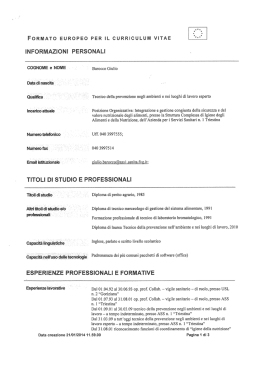 lNFORMAZIGN! PERSONALl - Amministrazione SISSA