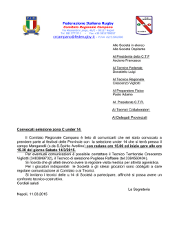 I convocati della Selezione U.14 Zona C per il Festival delle