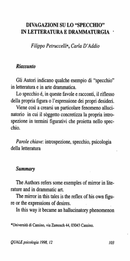 IN LETTERATURA E DRAMMATURGIA `