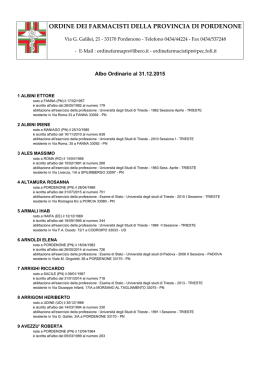 ORDINE DEI FARMACISTI DELLA PROVINCIA DI PORDENONE