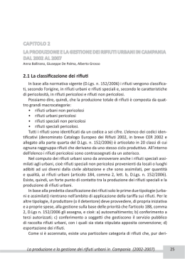 La produzione e la gestione dei rifiuti urbani in Campania