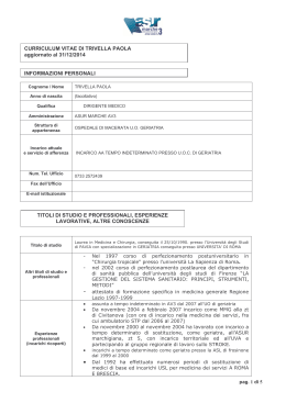 CURRICULUM VITAE DI TRIVELLA PAOLA aggiornato al 31/12