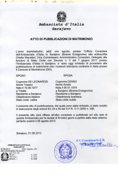 pubblicazioni di matrimonio - Ambasciata d`Italia a Sarajevo