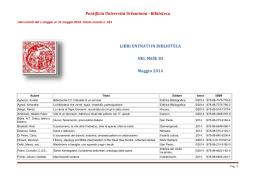 Dal 01/05/2014 AL 31/05/2014 - Pontificia Università Urbaniana