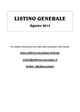 LISTINO GENERALE - Editrice Esculapio