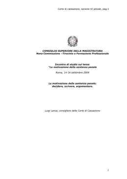 CSM La motivazione nella Sentenza penale. Decidere, scrivere