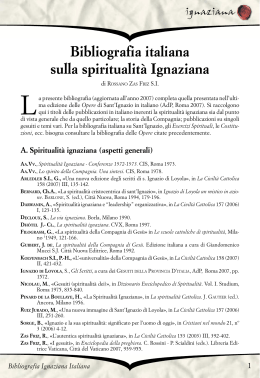 bibliografia italiana sulla spiritualità ignaziana - Ignaziana