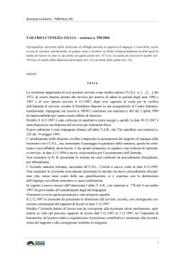TAR FRIULI VENEZIA GIULIA &ndash; sentenza n. 590/2006 omissis fatto