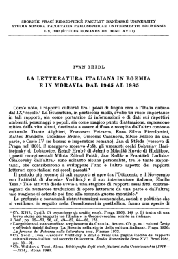 la letteratura italiana in boemia e in moravia dal 1945 al 1985