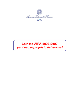 Le note AIFA 2006-2007 - Agenzia Italiana del Farmaco