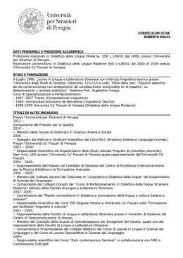 Dolci Roberto - Universit&agrave; per Stranieri di Perugia
