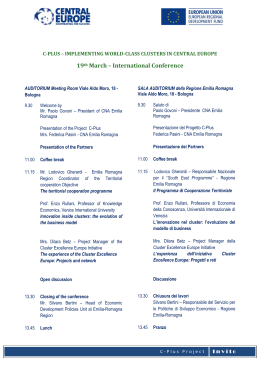 19th March – International Conference - Fondi Europei 2007-2013