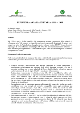 INFLUENZA AVIARIA IN ITALIA: 1999 &ndash; 2003