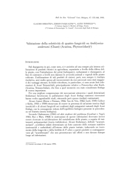 Valutazione della selettivit&agrave; di quattro fungicidi su Amblyseius