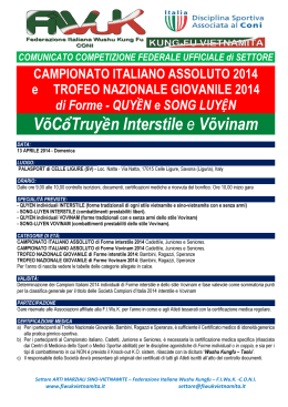 Comunicato CAMPIONATO ITALIANO 2014 Celle Ligure