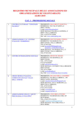 Indirizzario - Comune di Tivoli