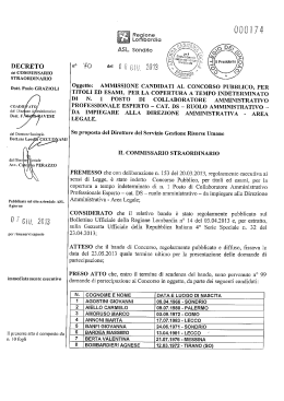 DECRETO un COMMISSARIO STRAORDINARIO